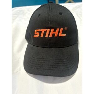 STIHL Orange Logo Snapback Hat Black Adjustable Cap Outdoor Workwear